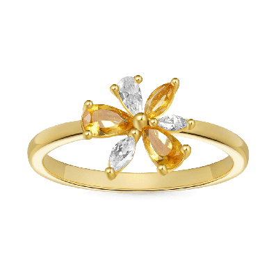 Marquise Citrine Flower Ring