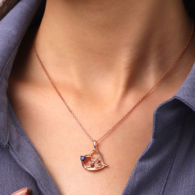 Highland Cow Heart Birthstone Necklace