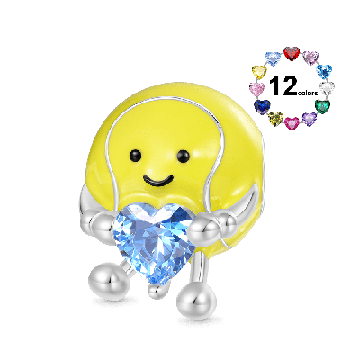 Tennis Ball Embraces Love Charm