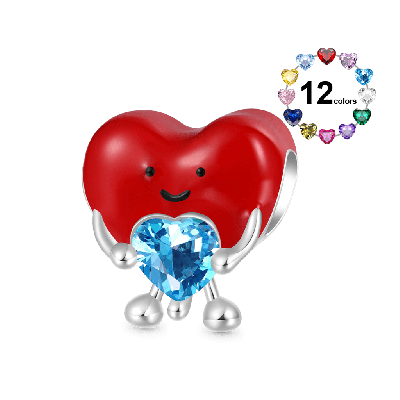 Red Heart Embraces Love Charm