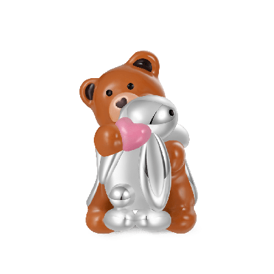 Little Bear Hugs Bunny Charm