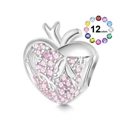 Pink Crystal Engravable Heart Charm