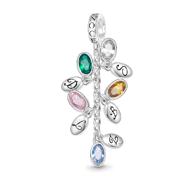 Birthstone Engravable Leaves Pendant