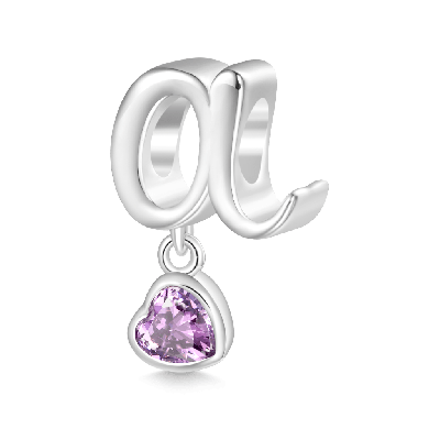 Letter Heart Birthstone Charm