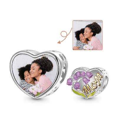 Heart Lily of the Valley Photo Charm
