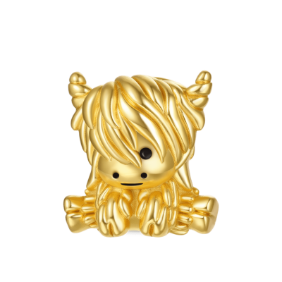 18K Gold Highland Cow Charm