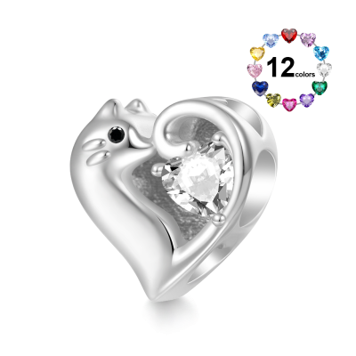 Cat Love Heart Charm