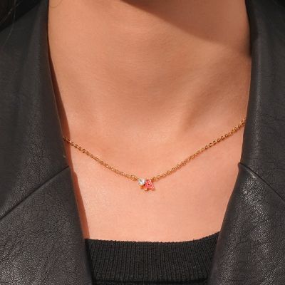 Initial A Birthstone Gold Necklace
