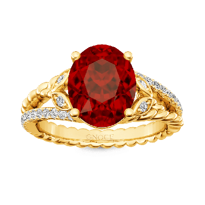 Garnet Oval-cut Vintage Split Shank Ring