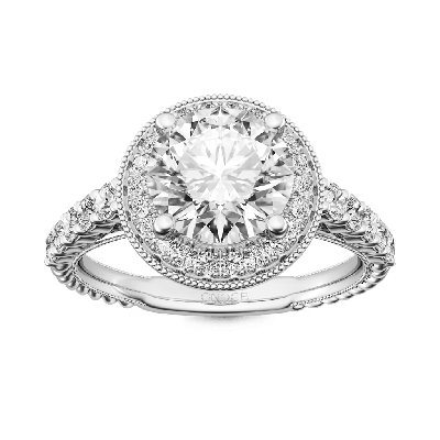 Vintage Round Cut Halo Milgrain Ring