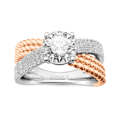 Round Cut Twisted Band Engagement Ring