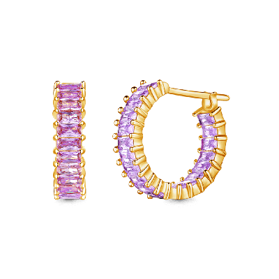 Baguette Cut Eternity Hoop Earrings