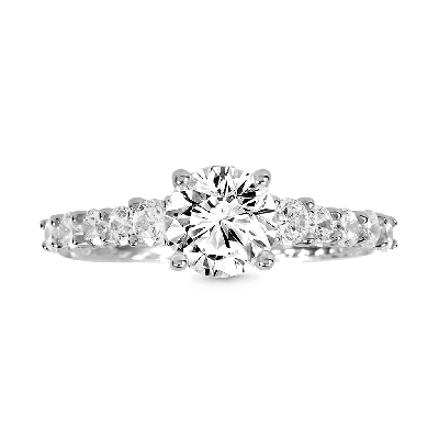 Round Gemstone Trellis Engagement Ring