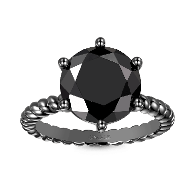 Black Solitaire Twisted Rope Ring