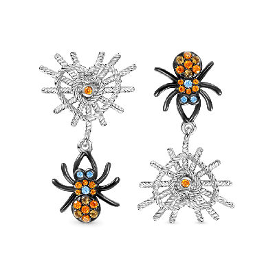 Spider & Heart Net Drop Earrings