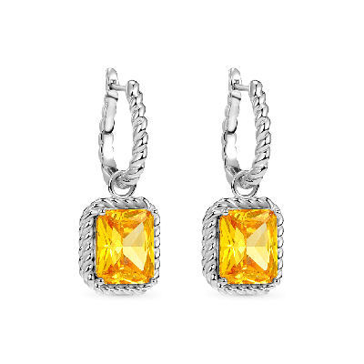 Citrine Radiant Cut Twisted Rope Earrings