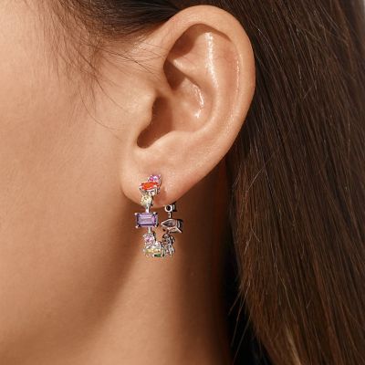 Mixed Cuts & Multicolored Hoop Earrings