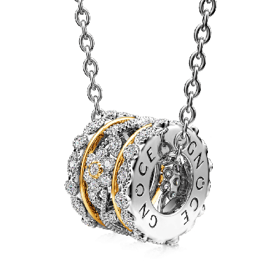 Flowers Vintage Drum Necklace