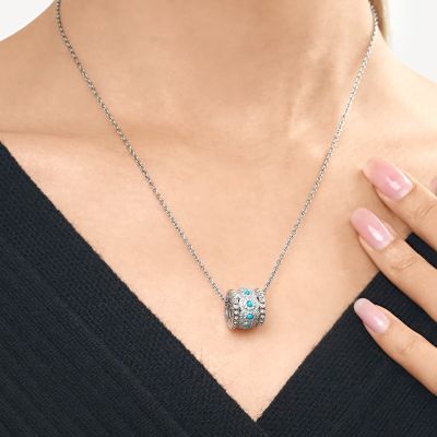 Turquoise Halo Drum Pendant Necklace