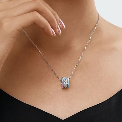 Paved Intertwined Drum Necklace