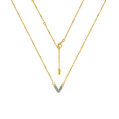 18K Gold Plated "V" CZ Necklace