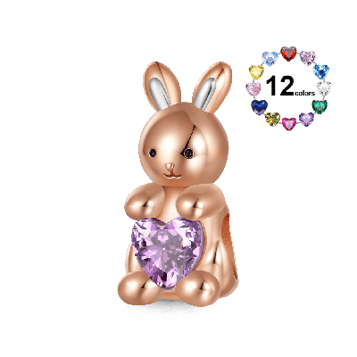 Gray Bunny Embraces Love Charm