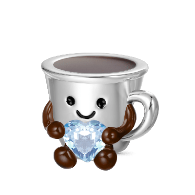 Coffee Cup Embraces Love Charm