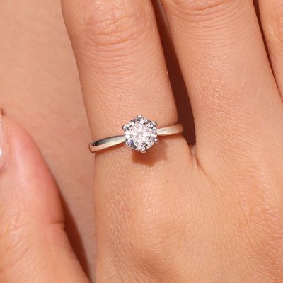 Classic 0.5CT Halo Moissanite Ring