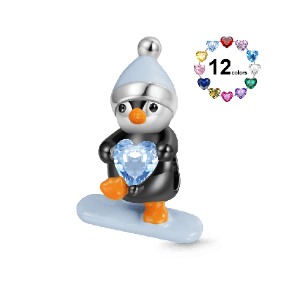 Penguin Snowboarding Charm