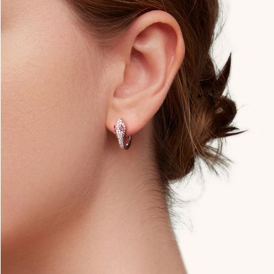 Diamond Snake Huggie Earrings