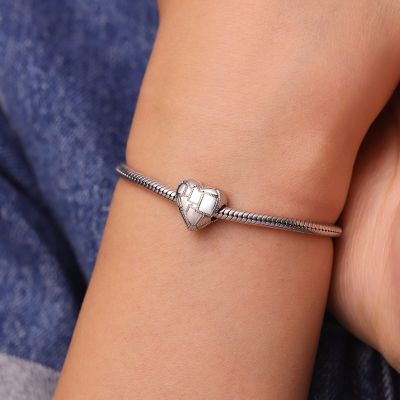 Metallic Silver Texture Heart Charm