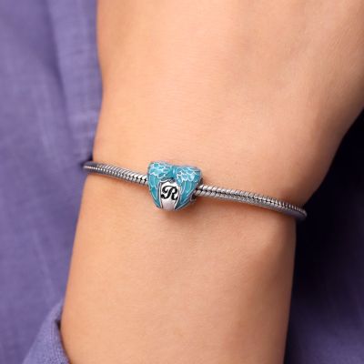 Blue Wings Heart Charm