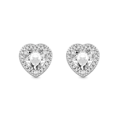 Brilliant Heart Diamond Halo Stud Earrings