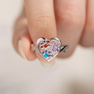 Paw Birthstone Ring
