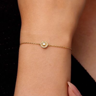 Solid Gold Simple Style Round Bracelet