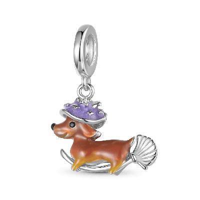 Dachshund Riding Broom Pendant