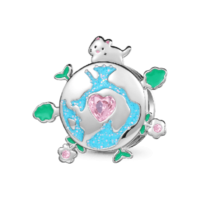Cat Earth Charm