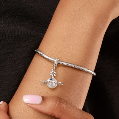 Pearl Snowflake Planet Pendant