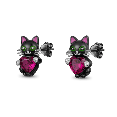 Black Cat Stud Earrings