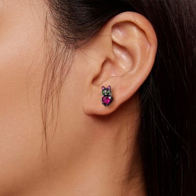 Black Cat Stud Earrings