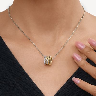 Two-tone Fashion Crossover Drum Necklace
