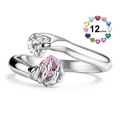 Handheld Heart Birthstone Ring