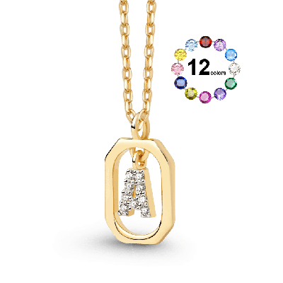 Floating Initial Frame Necklace