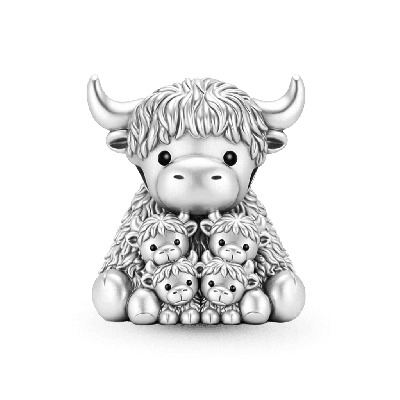 Highland Cow with Four Babies Charm