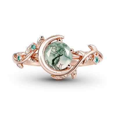 Vine Moon Agate Engagement Ring