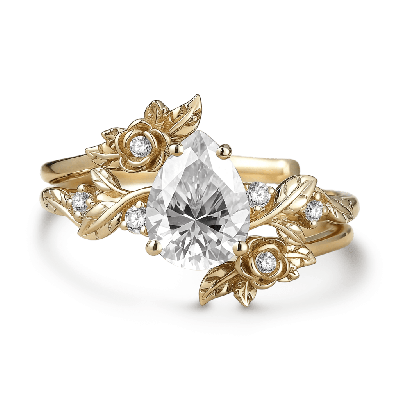 Floral Engagement Ring Set