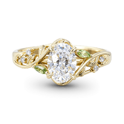 Leafy Oval-Cut Ring
