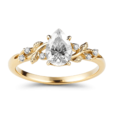 Leaf Pear-cut Engagement Ring
