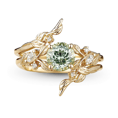 Round-Cut Engagement Ring Set