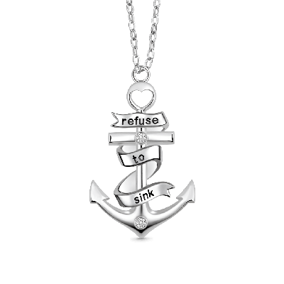 Anchor Heart Bar Necklace
